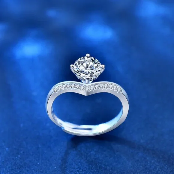 Certified 1ct. t.w. Moissanite Diamond Crown Wedding Engagement Ring NEW - Picture 8 of 13